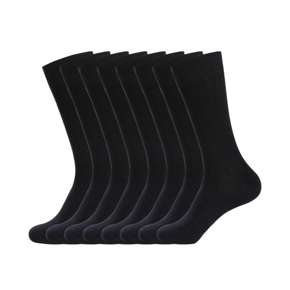 Brand New 8 Pairs Mens Dress Socks Classic Rib Cotton Solid Premium Socks/Black - Picture 3 of 7